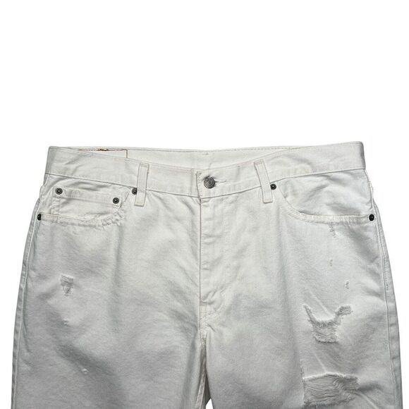 Levis Men's 511 Slim Cut Off White Distressed‎ Denim Shorts - Picture 3 of 10